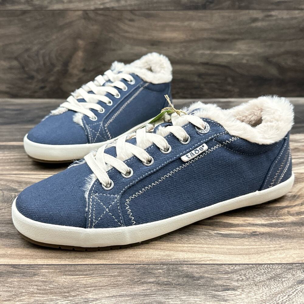 NIB Taos Footwear 9W WIDE Starline Canvas Faux Fur Sneakers - Picture 3 of 11